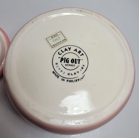 Pink Pig Out Vintage Clay Art Cookie Jar 1991 Excellent - Picture 12 of 16
